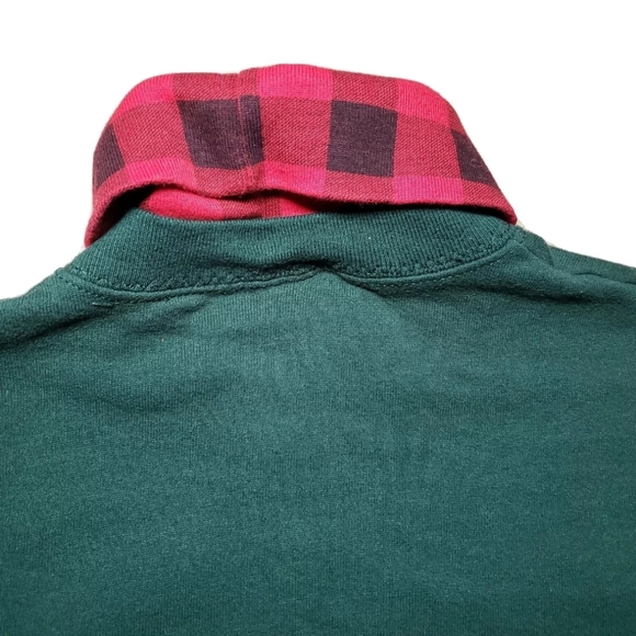 Vintage 90s Gopher Sport Dalmatian Dog Cat Plaid Collar Sweatshirt Large Winter - Picture 9 of 12